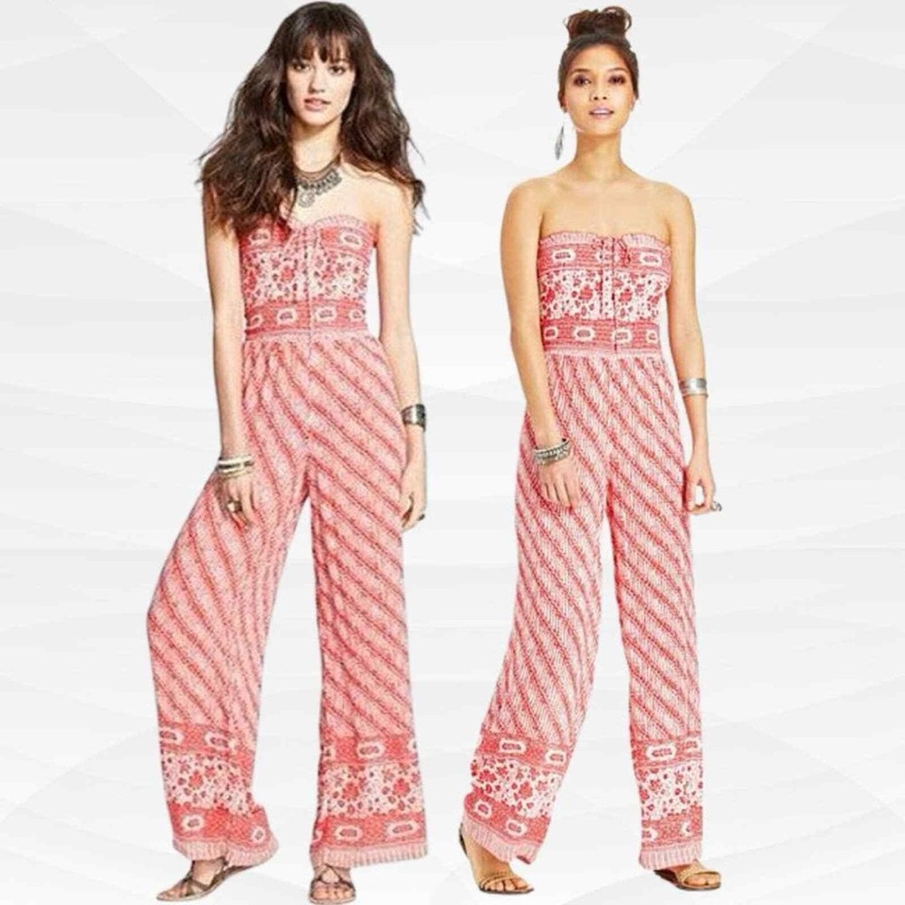 Free People Vintage Tube Romper Jumpsuit Salmon L